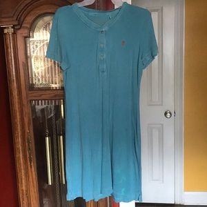 TOMMY BAHAMA-Vintage teal shirt dress size M💕
